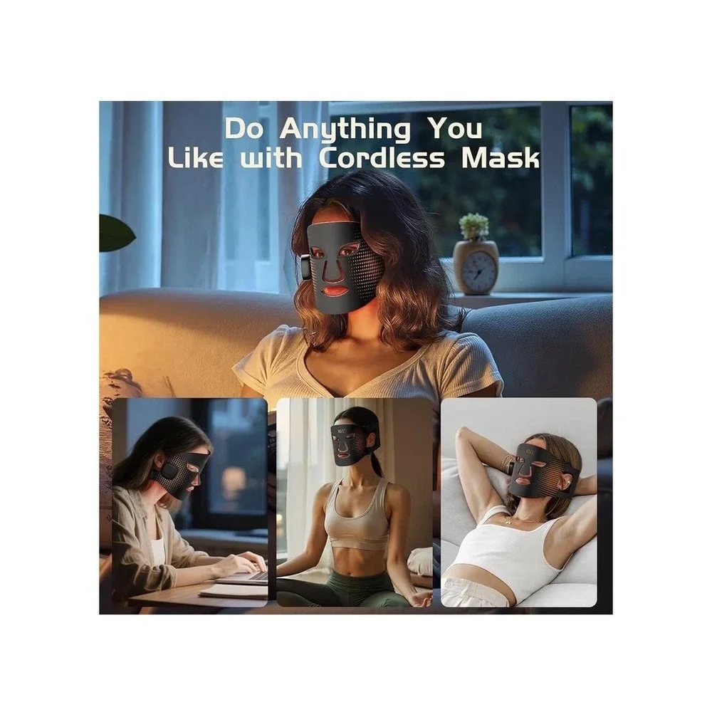 BNU Wireless LED Light Therapy Face Mask 400 Beads Anti Aging Skincare Tool - Picture 8 of 13